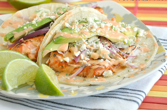 Crunchy Slaw & Salmon Tacos